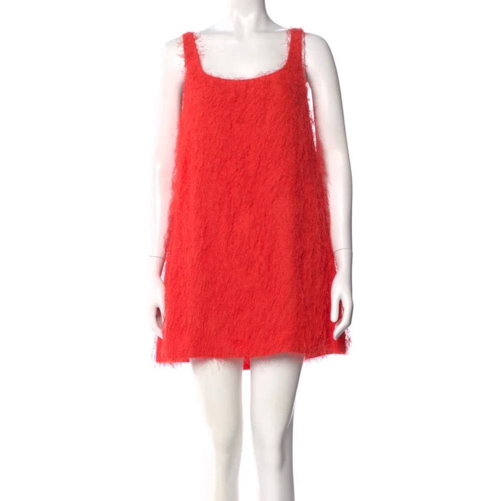 NWT Carolina Herrera Scoop-Neck Sleeveless Fringe Fil Coupe Mini Dress